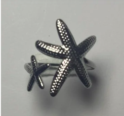 Anillo doble estrella en acero inoxidable 