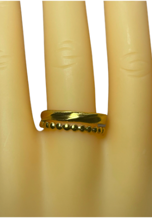 anillo 2 lineas con bolitas y torneado