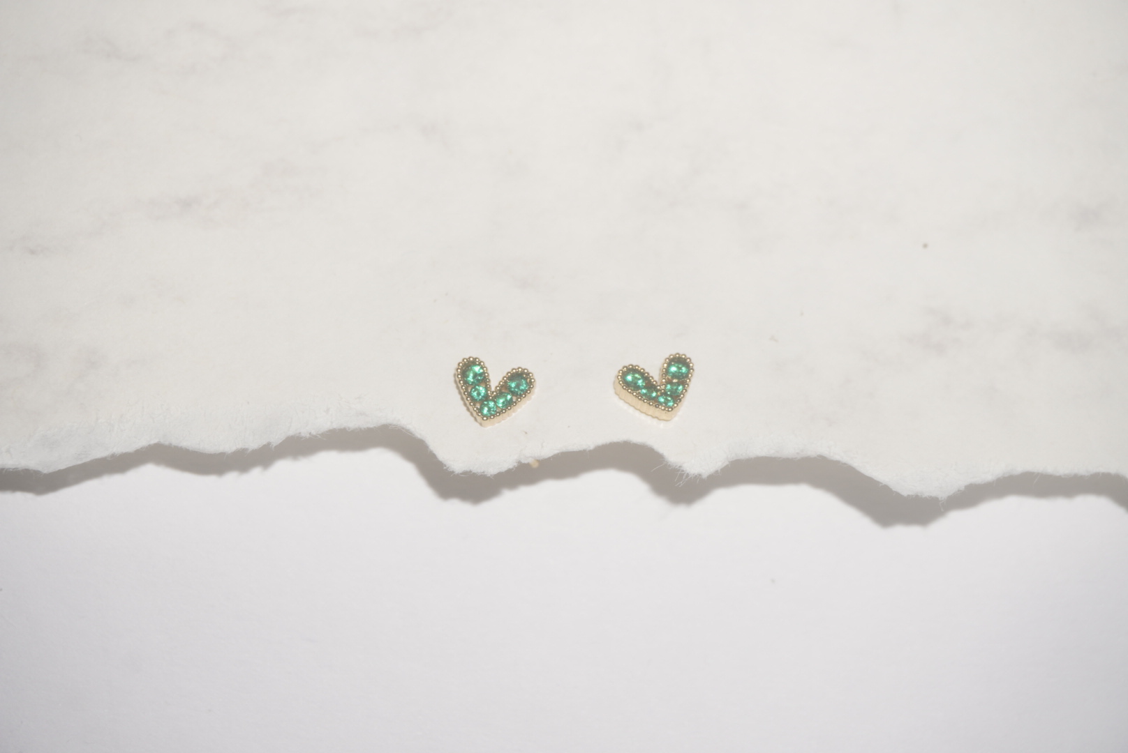Aretes corazón verde
