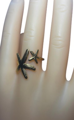 Anillo Doble Estrella Dorado