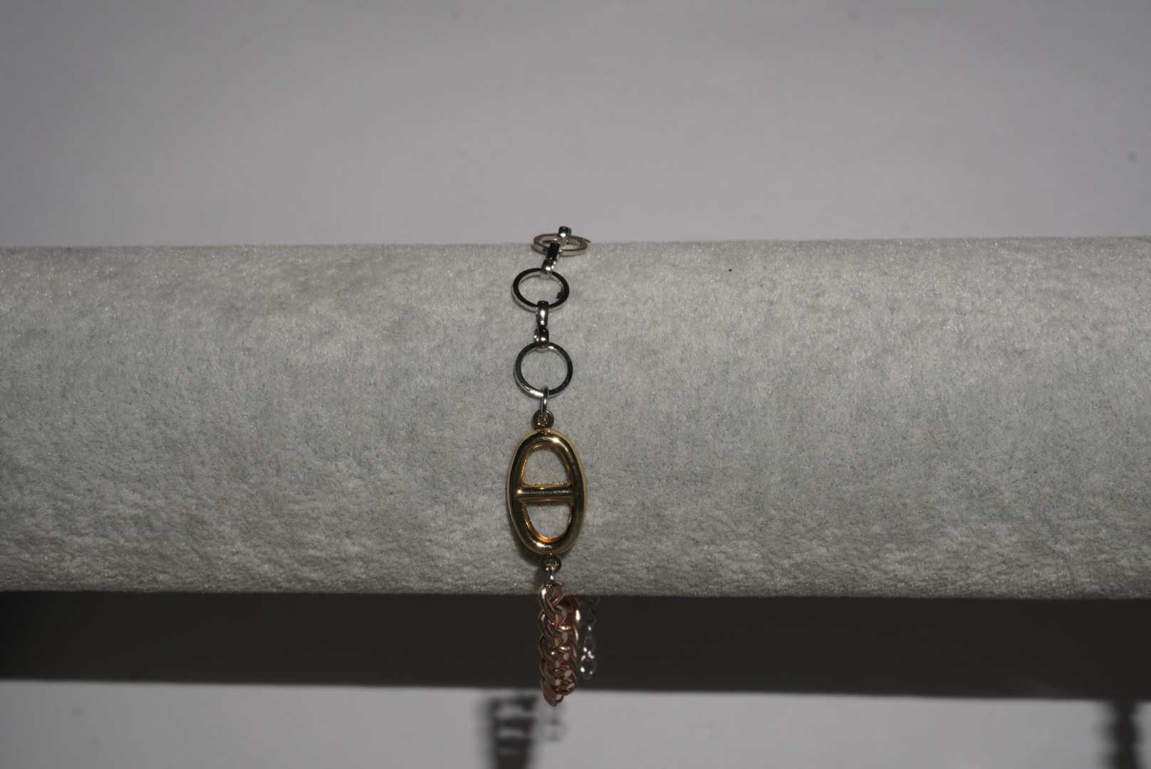 Pulsera tricolor con eslabon plateado