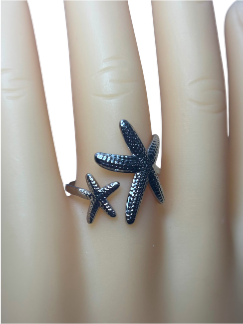 Anillo doble estrella en acero inoxidable 