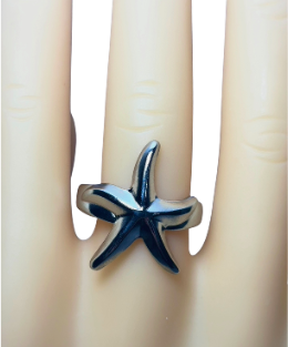 anillo estrella grande plateado