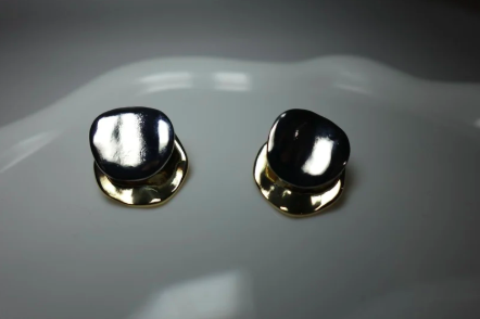 Aretes bicolor  círculos en acero inoxidable