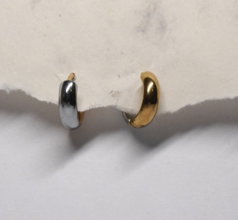 Arracada bicolor chico en acero inoxidable