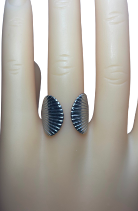 anillo doble concha plateado 