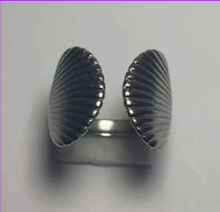 anillo doble concha plateado 