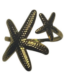 Anillo Doble Estrella Dorado