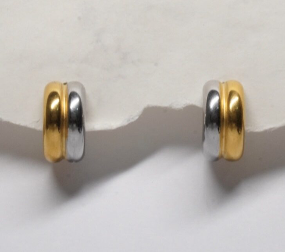 Aretes C bicolor en acero inoxidable