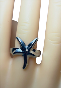 anillo estrella grande plateado