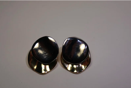 Aretes bicolor  círculos en acero inoxidable