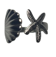 Anillo concha y estrella plateado