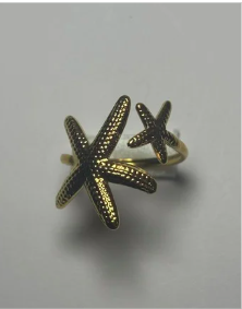 Anillo Doble Estrella Dorado