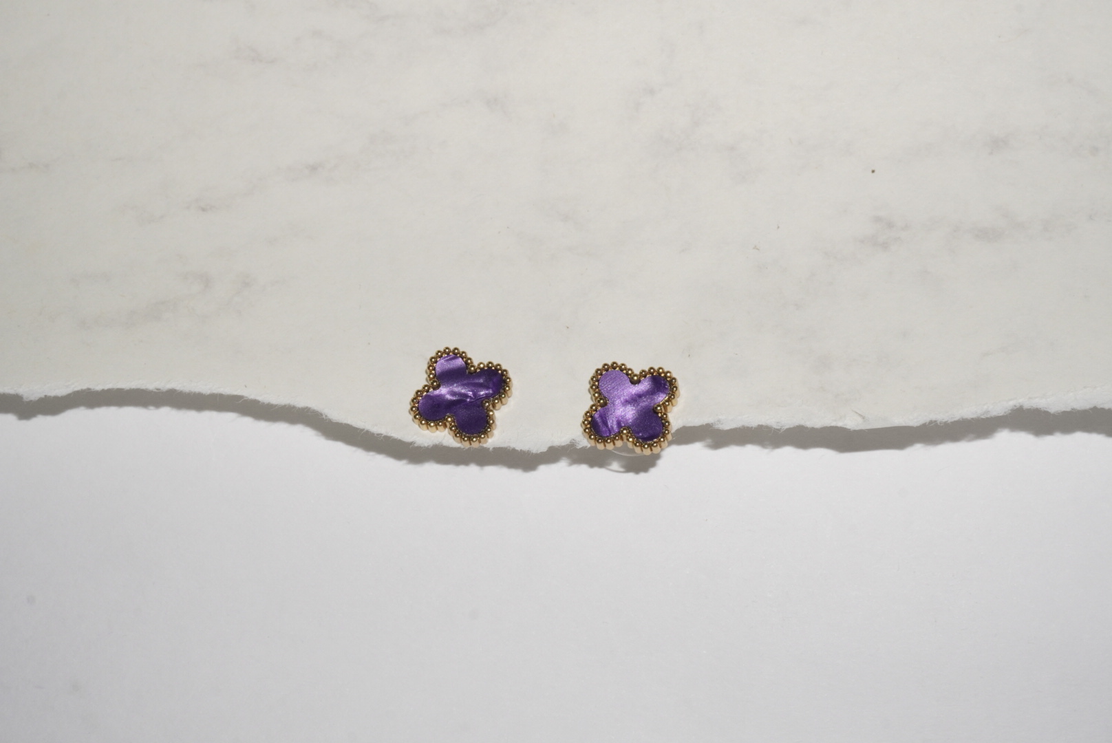 Aretes trebol morado 