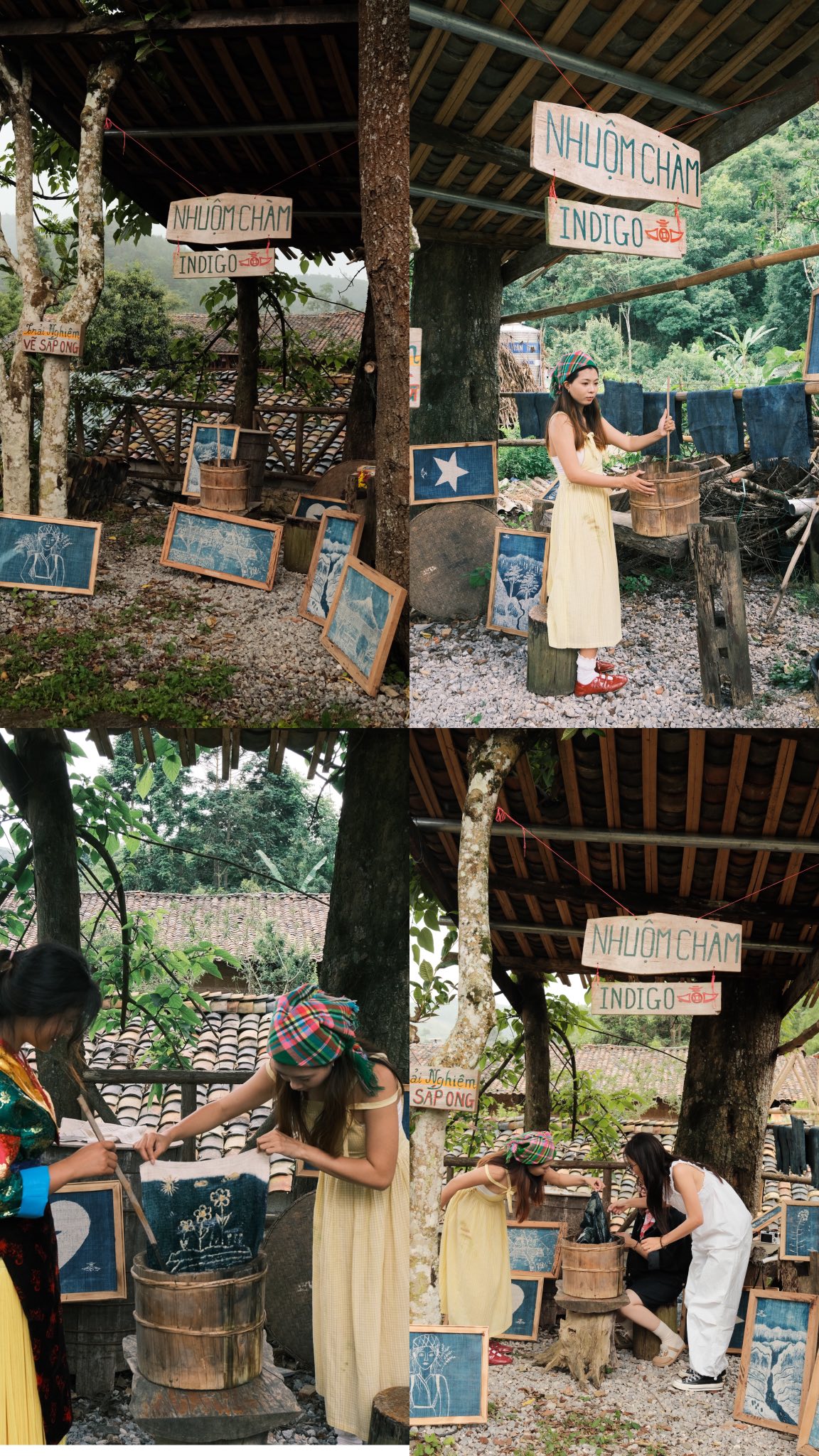 Vẽ tranh sáp ong nhuộm chàm