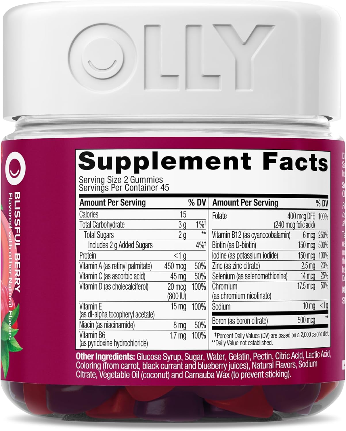 OLLY Women's Multivitamin Gummy, Vitamins A, D, C, E