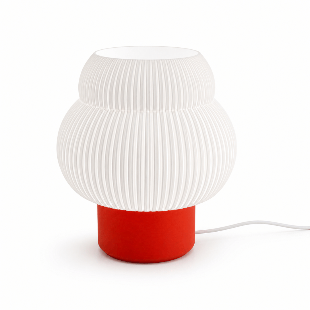 The Solara Ribbed Table Lamp in Warm Orange