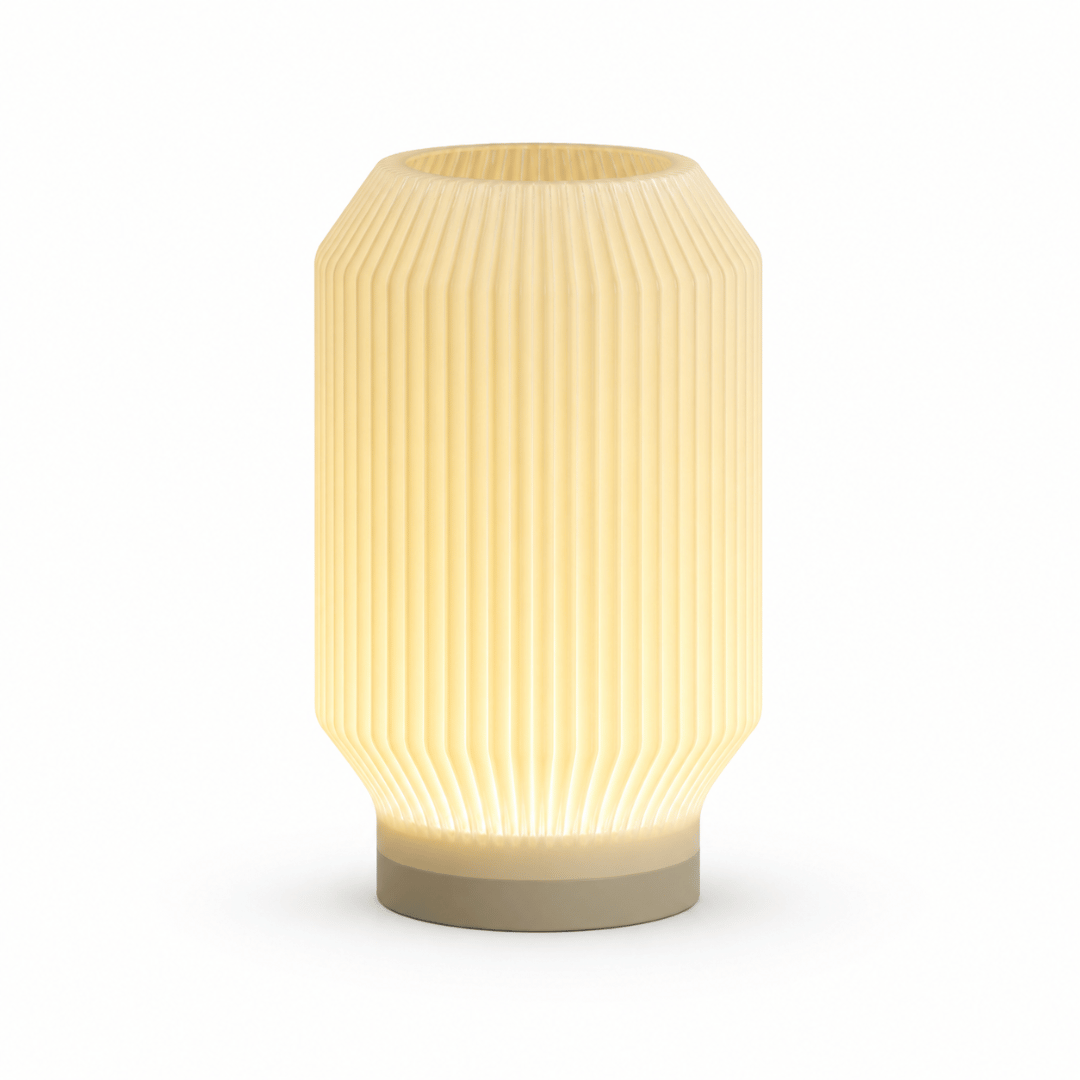 The Aurelia Ribbed Table Lamp in Soft Stone