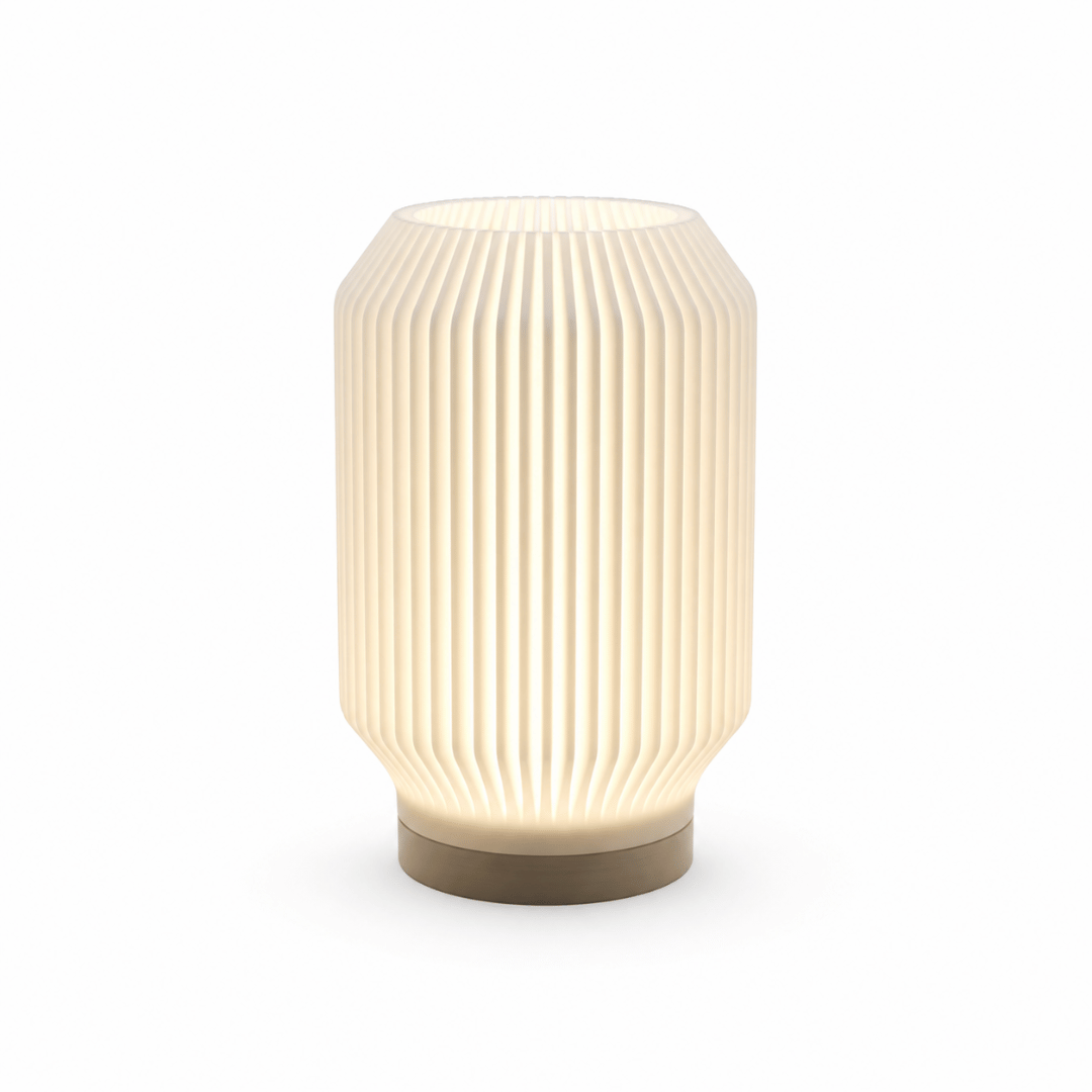 The Aurelia Ribbed Table Lamp in Soft Stone
