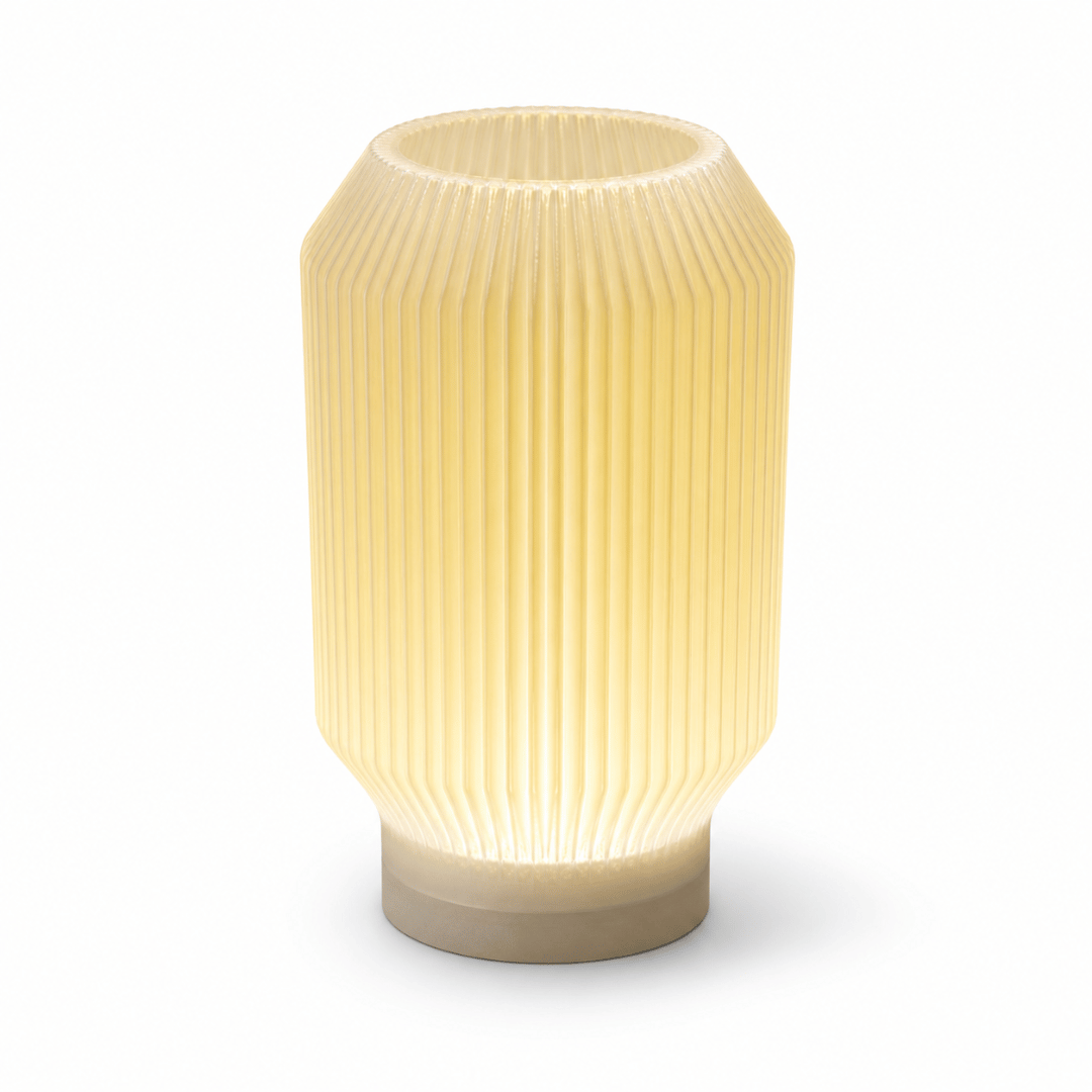 The Aurelia Ribbed Table Lamp in Soft Stone