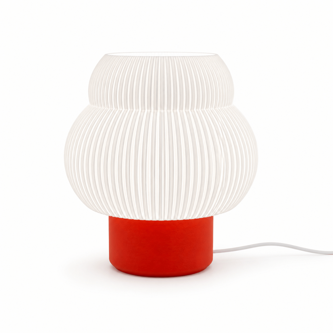 The Solara Ribbed Table Lamp in Warm Orange