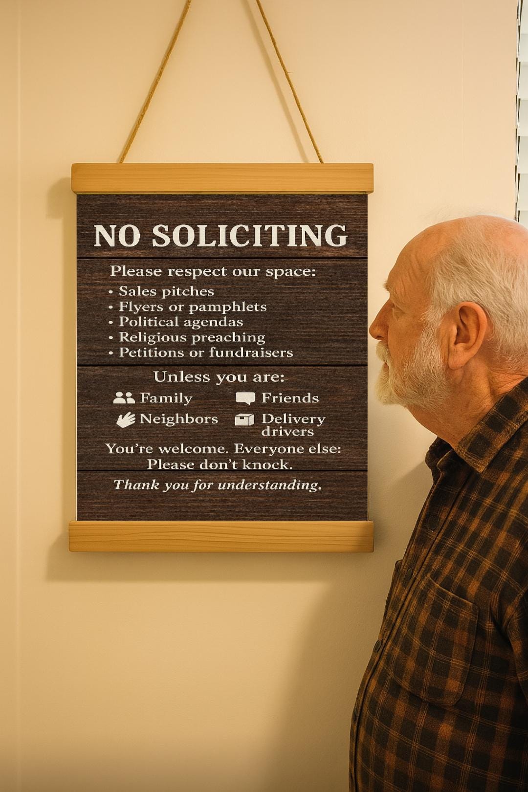 No Soliciting Sign: Modern Farmhouse Door & Window Decor