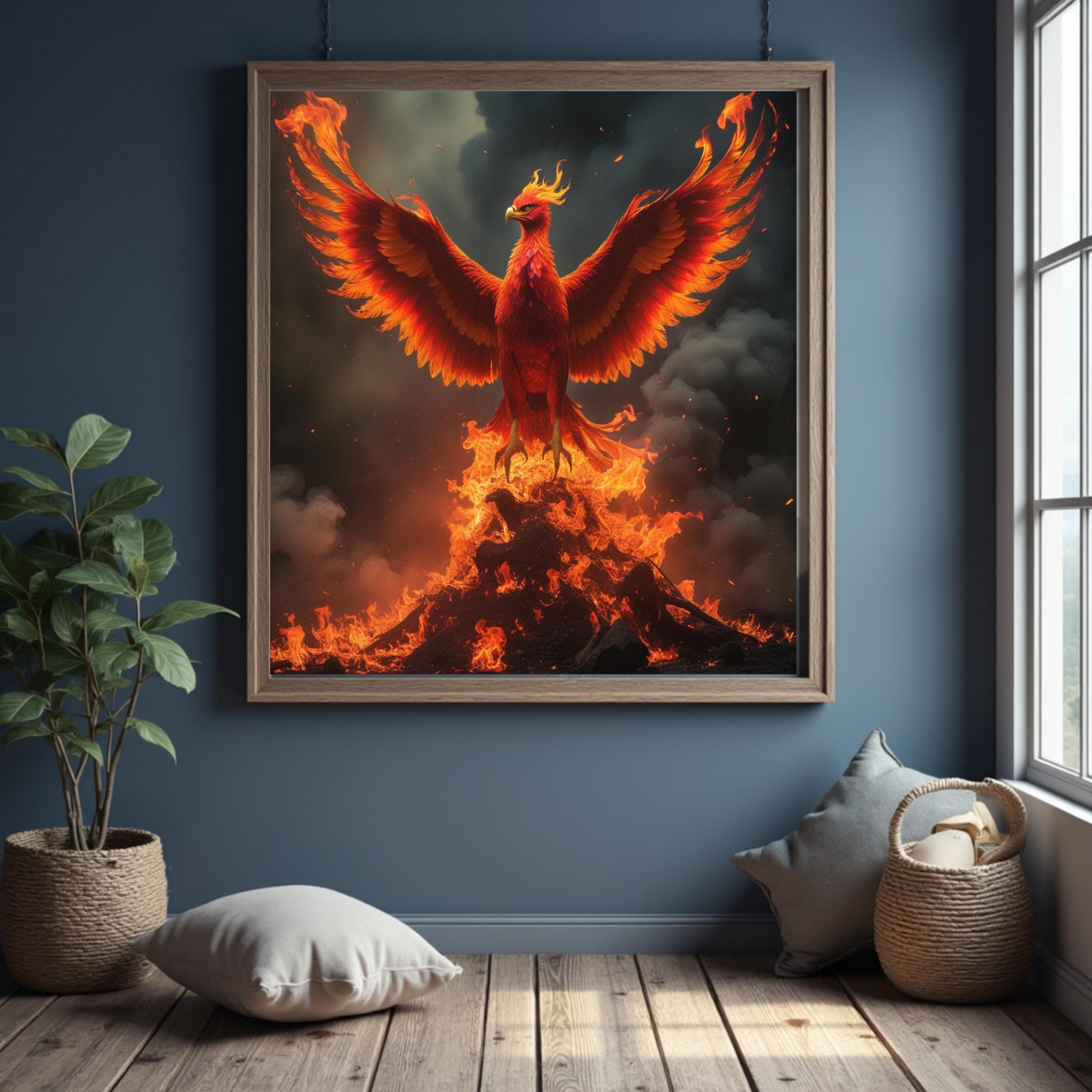 Flaming Wings Wall Art – Physical Poster Print – Not Digital Download" 13x19, 11x17