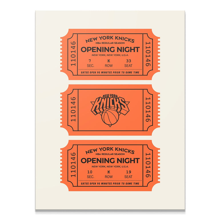 New York Knicks Opening Night Tickets Poster