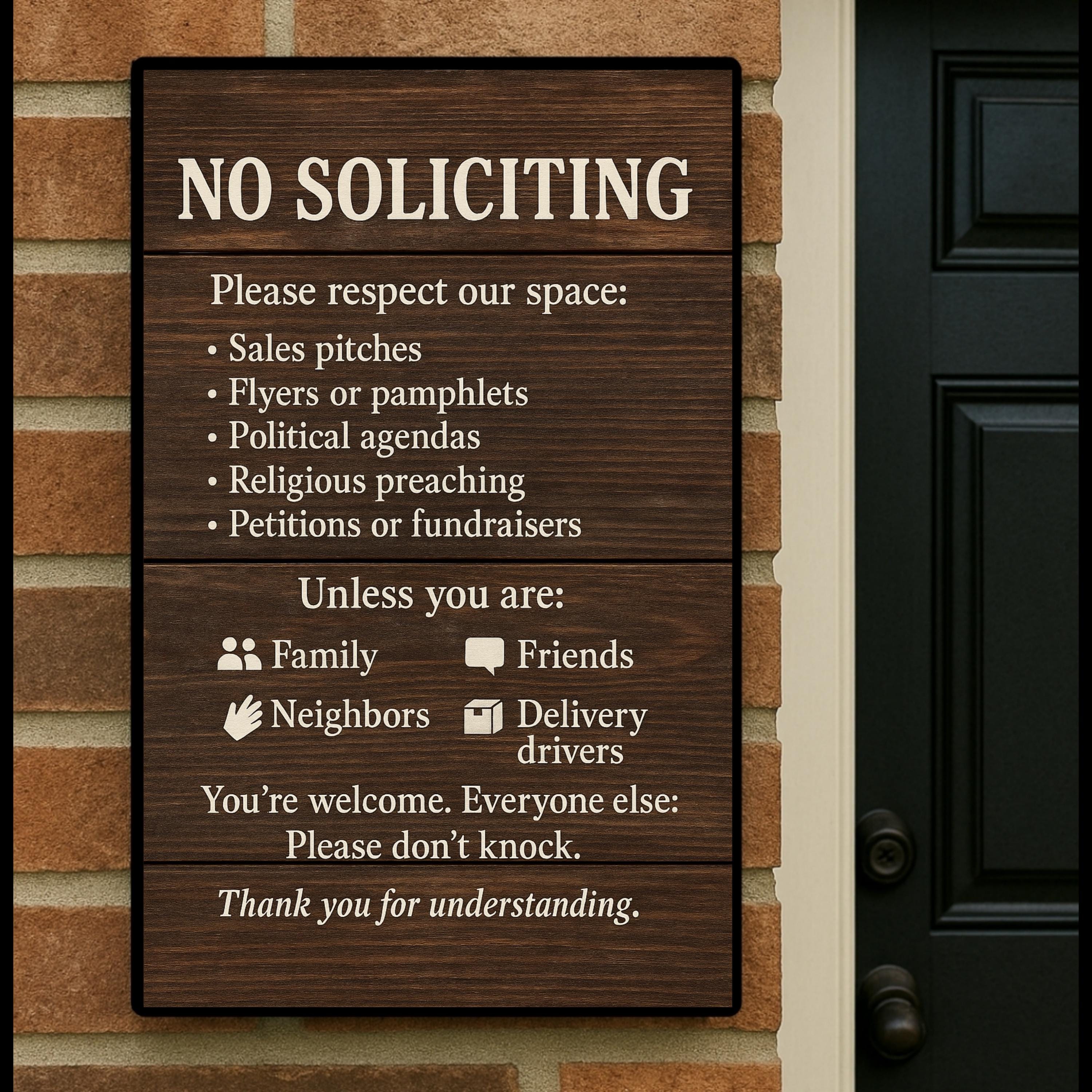 No Soliciting Sign Printable | Modern Wood Style Digital Download | Instant Download
