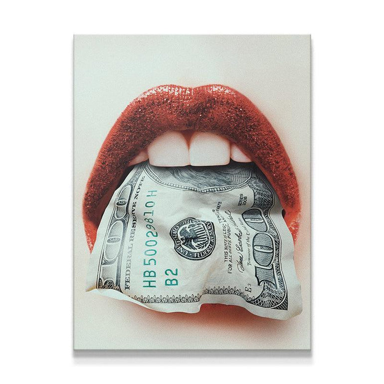 Lips with Dollar Bill Wall Art