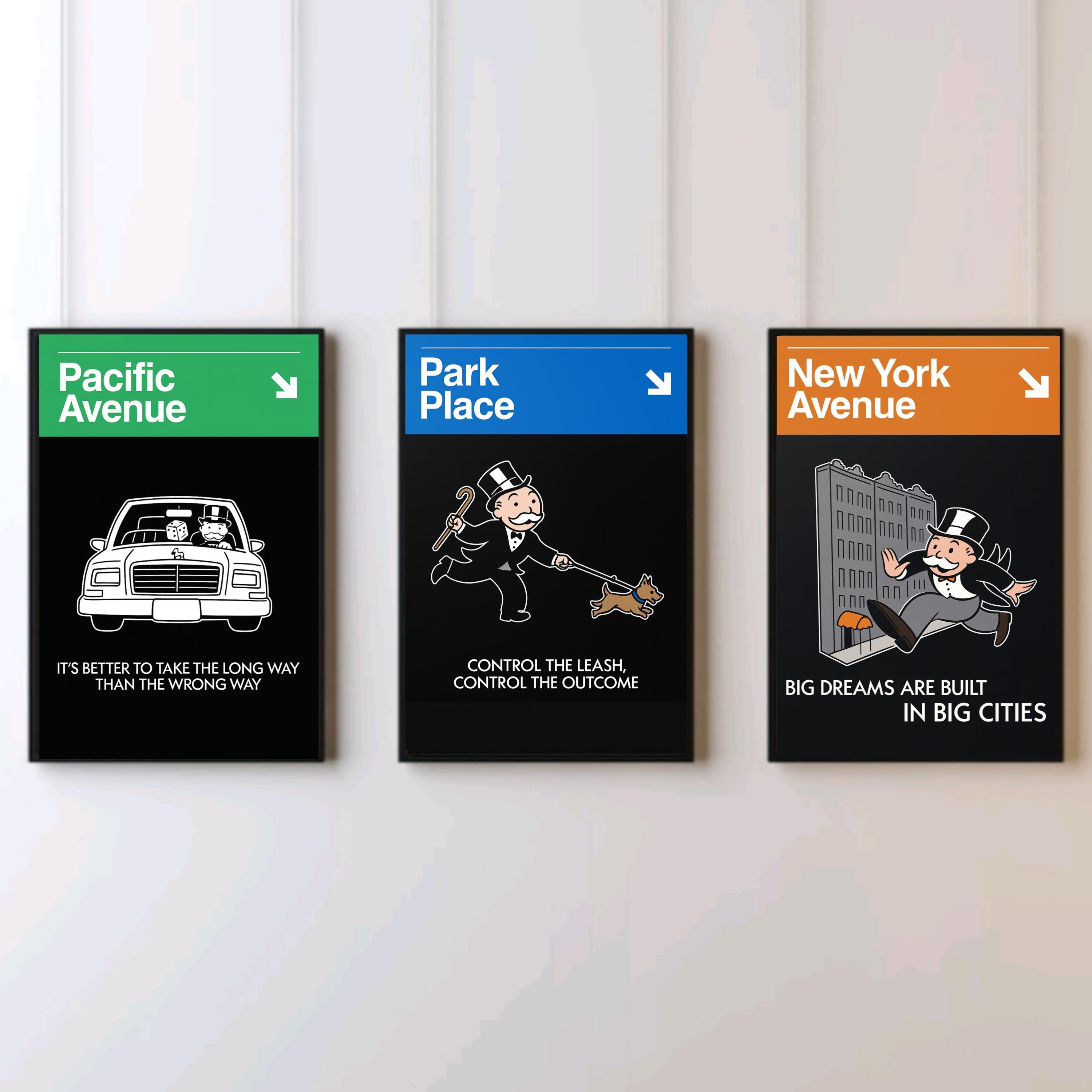 Monopoly Inspired Bold Street Art Poster Set: Urban Pop Art Prints
