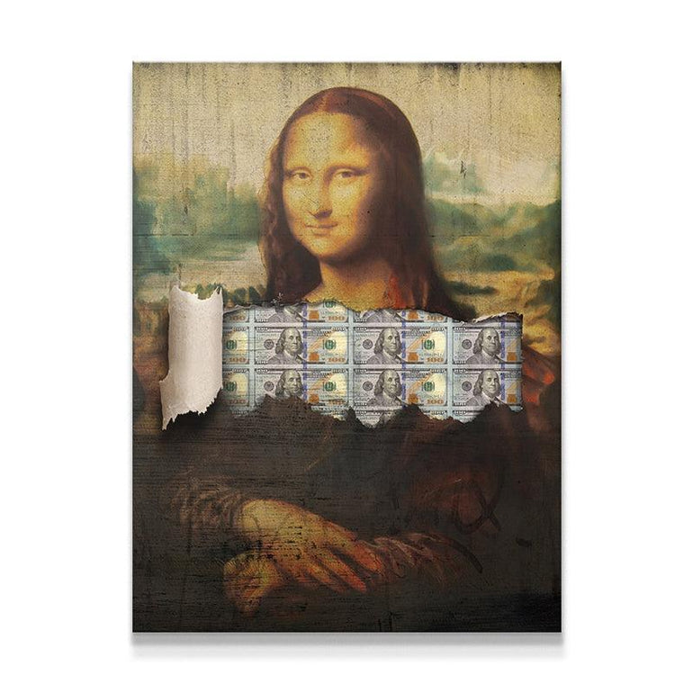 Modern Art Canvas Featuring Iconic Portrait and Currency Motif