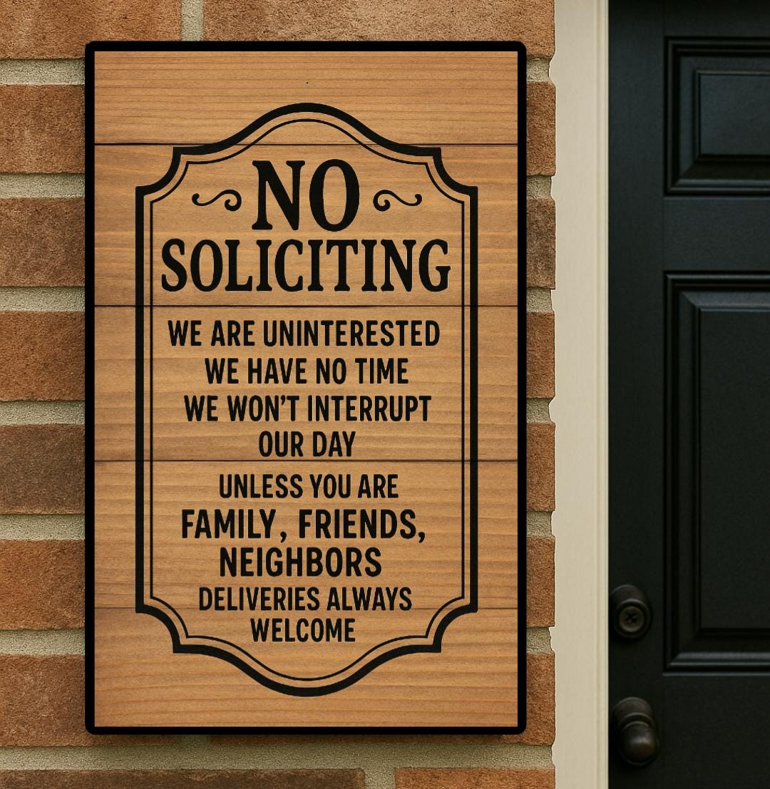 No Soliciting Printable Sign | Rustic Light Wood Design| Instant Download