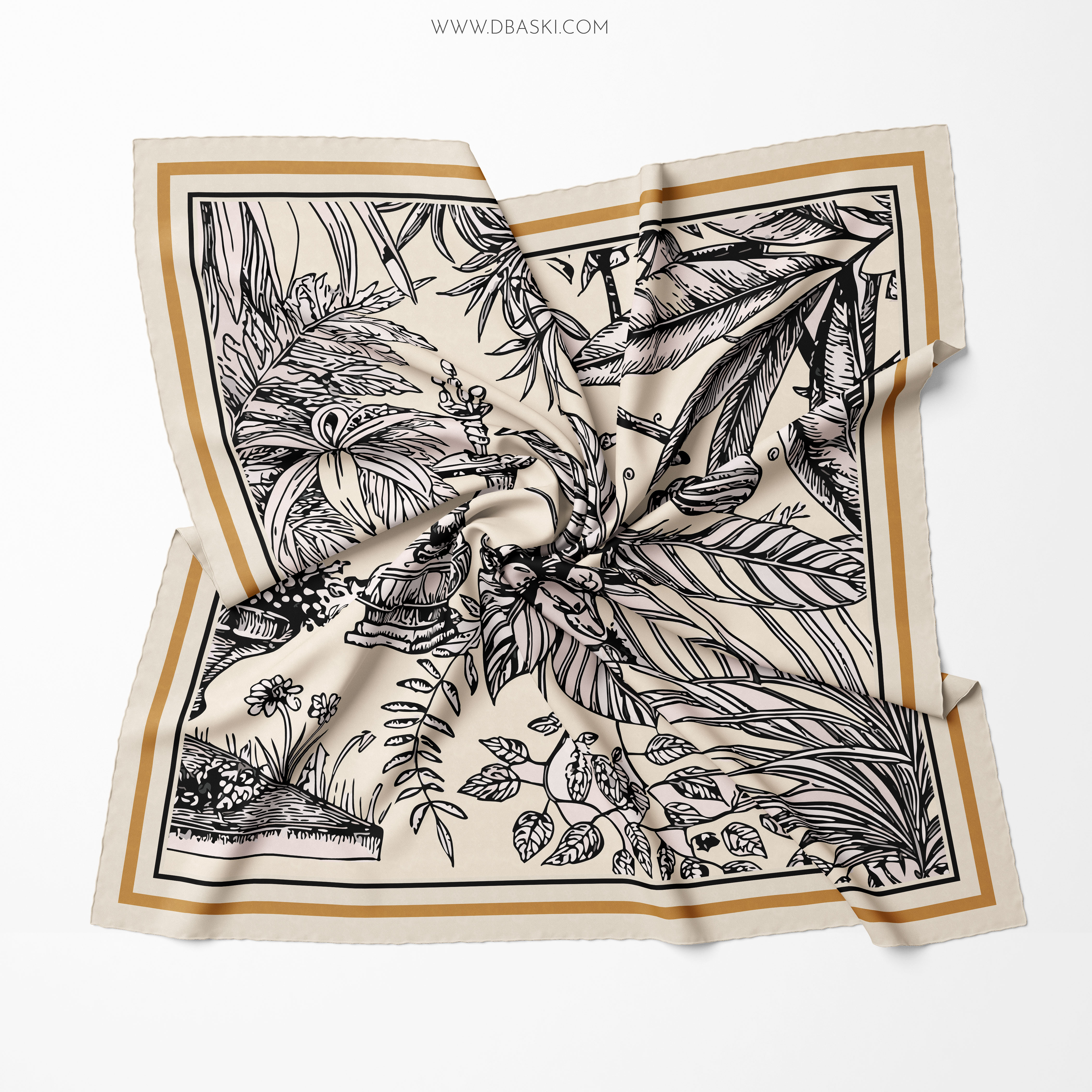 Botanical Print Silk Scarf