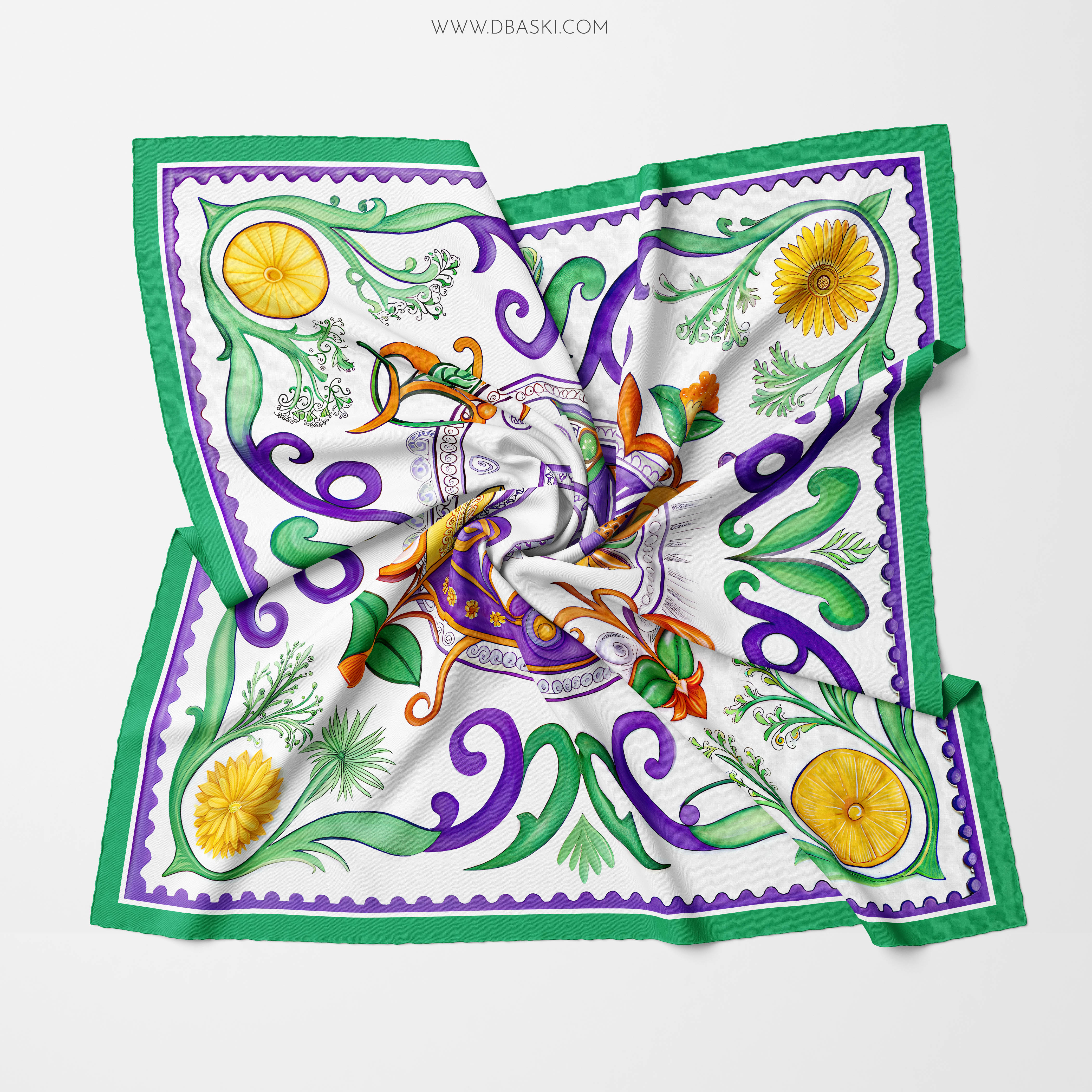 Floral Print Silk Scarf