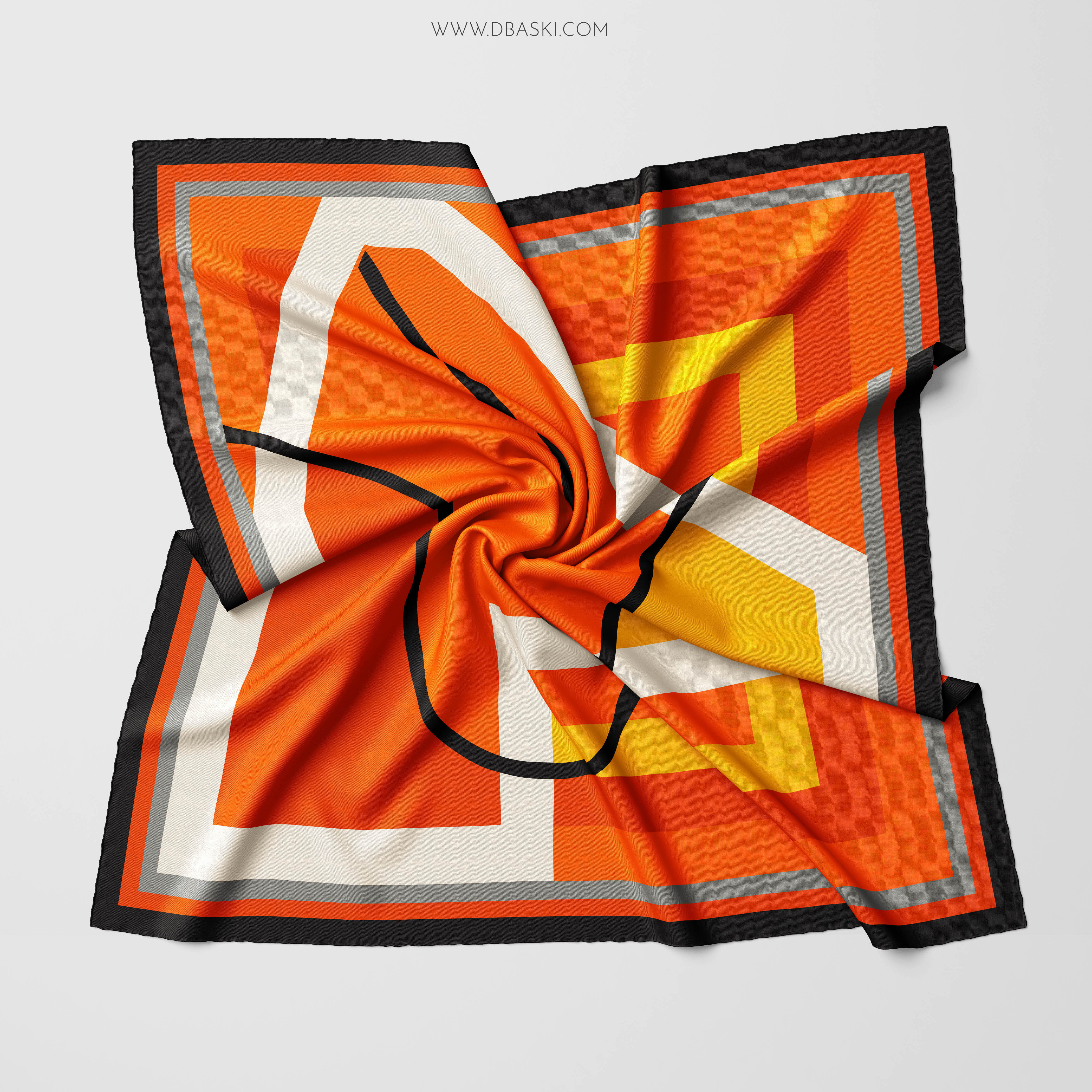 Geometric Pattern Silk Scarf