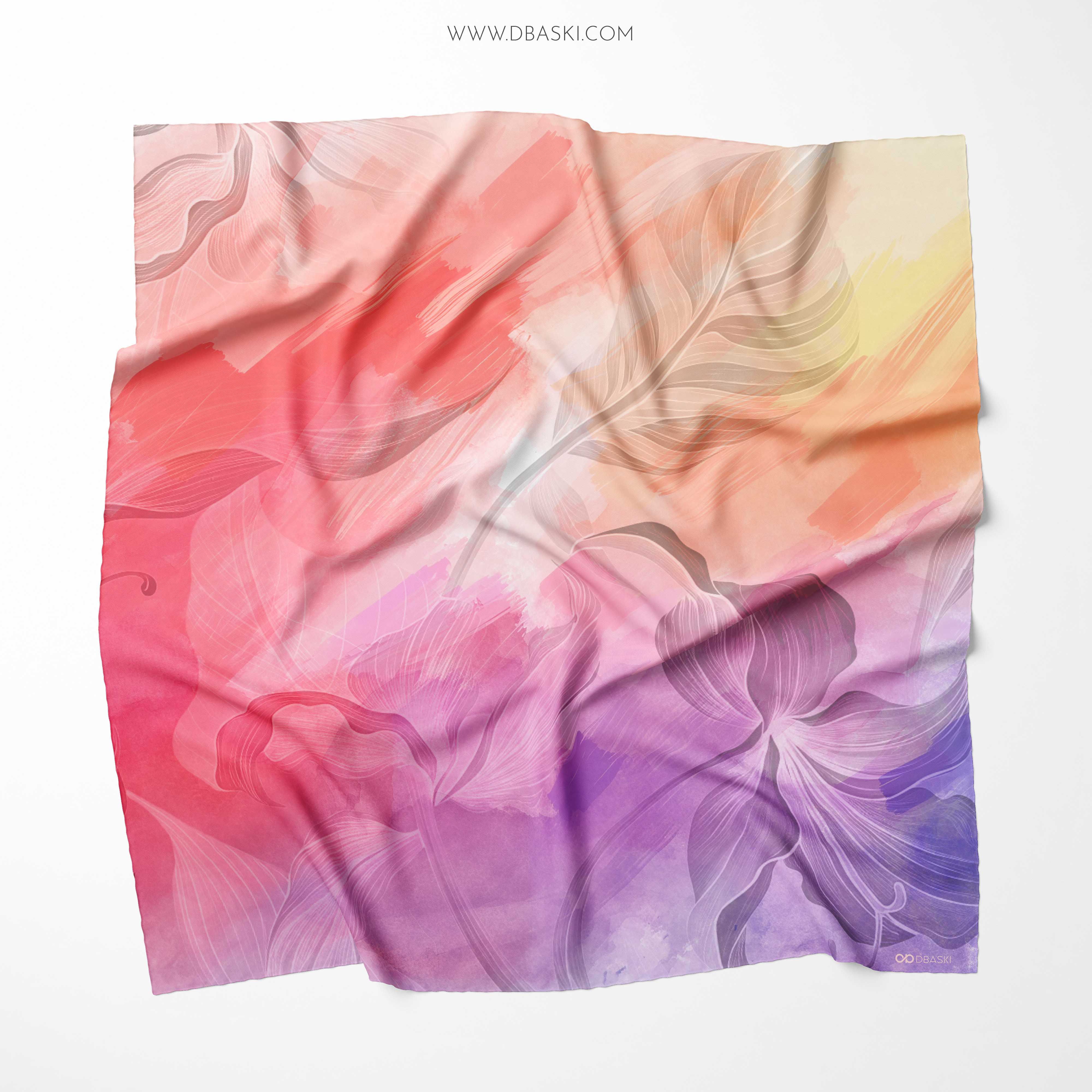 Floral Gradient Silk Scarf