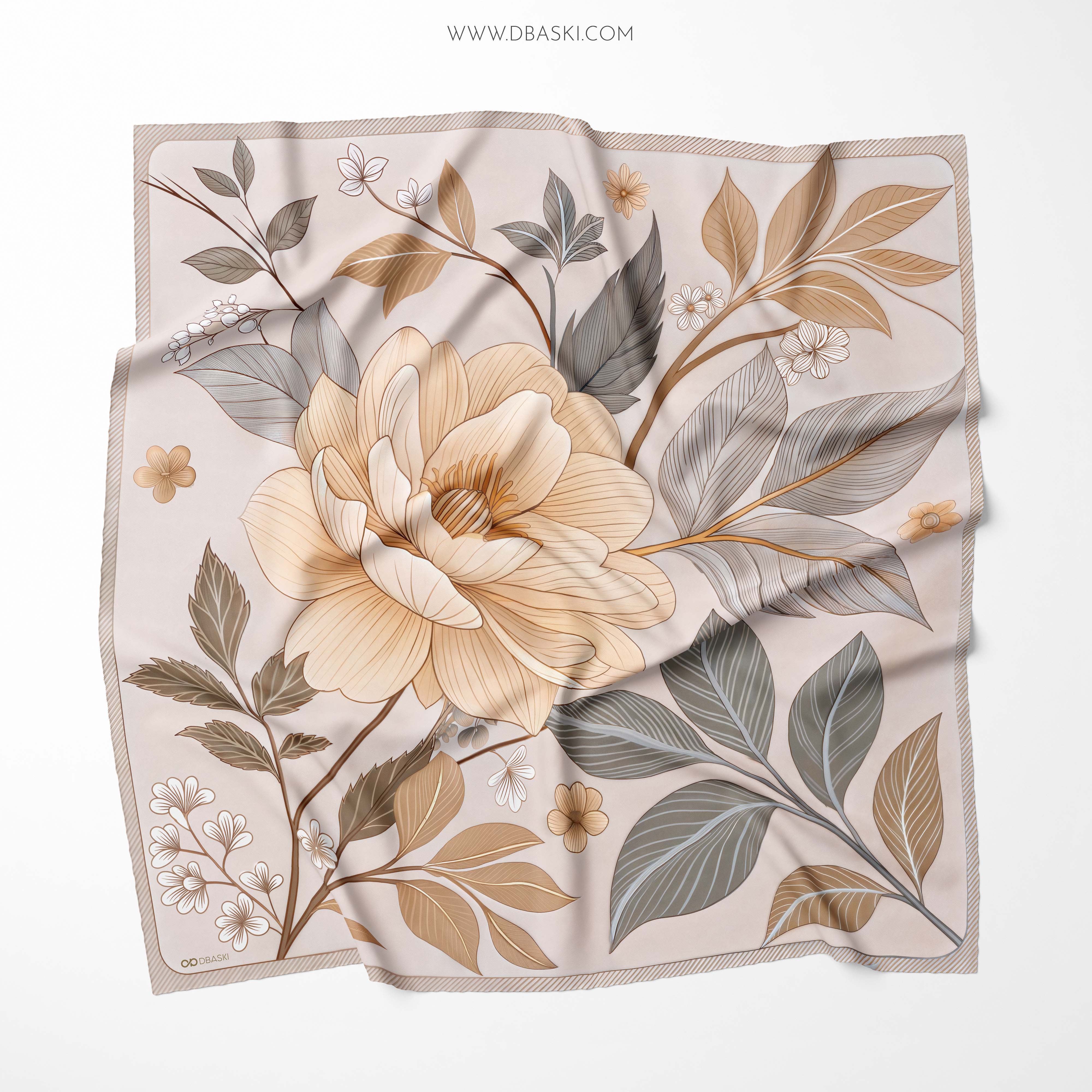 Floral Pattern Silk Scarf