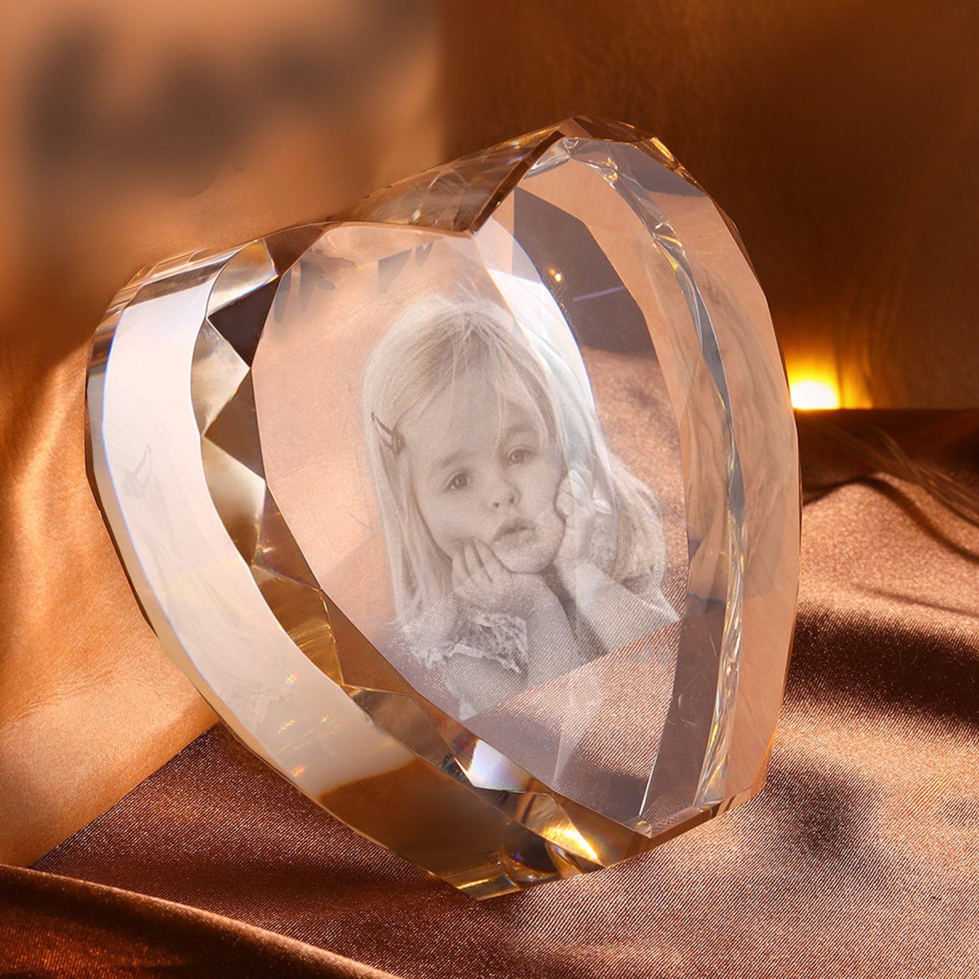 custom 3D Crystal Heart Personalized Architectural Brick Style 3D Inside Laser Engraved Crystal Cube | Upload Your Photo | Unique Anniversary Gift Employee Award Home Decor Keepsake