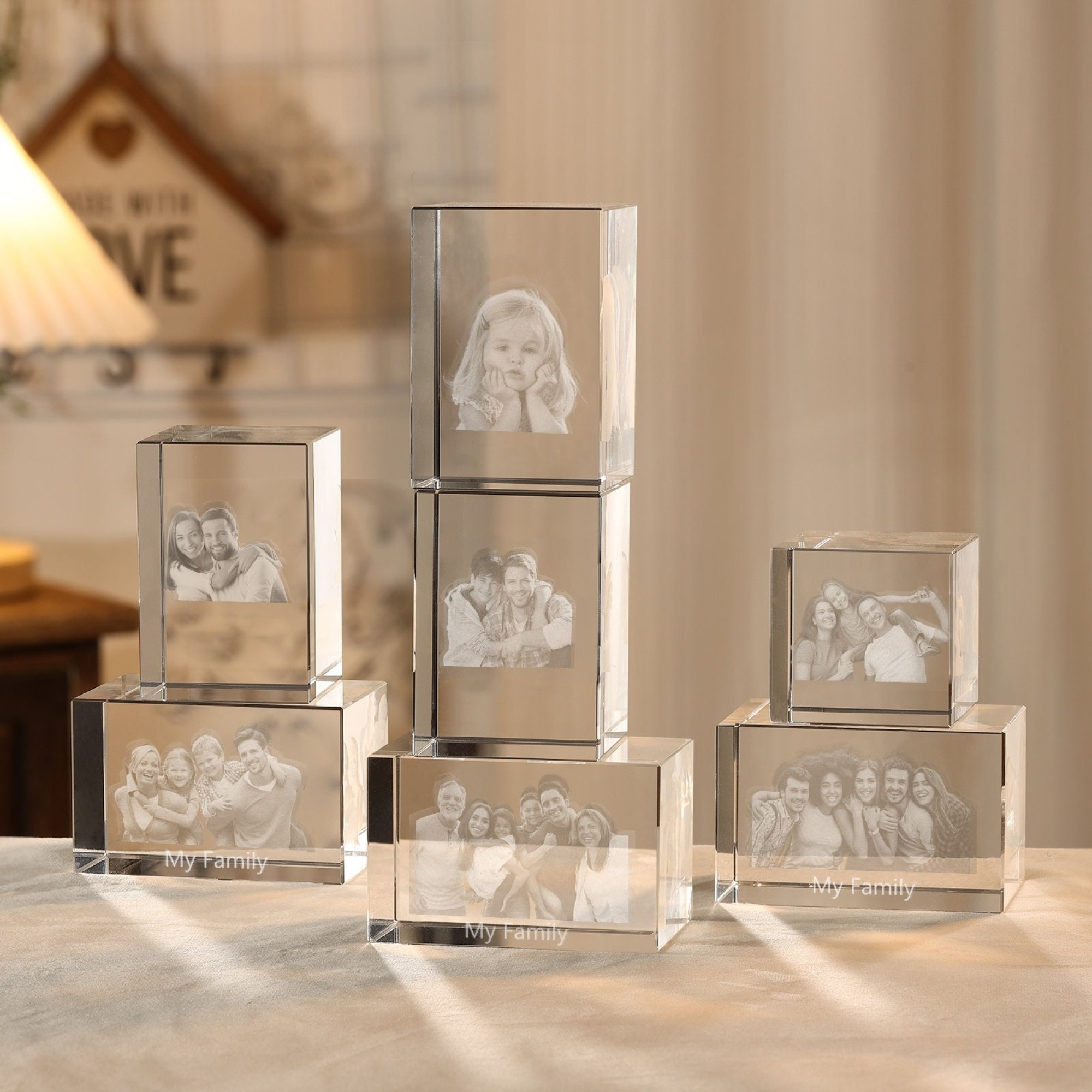 3D Crystal Photo Portrait: Custom Laser Etched Gift for Mom 3d laser engraved crystal custom image crystal  | Personalized Photo/Logo Inside | Unique Memorial Gift Corporate Award Wedding Decor Anniversary Gift Employee Award Home Decor Keepsake
