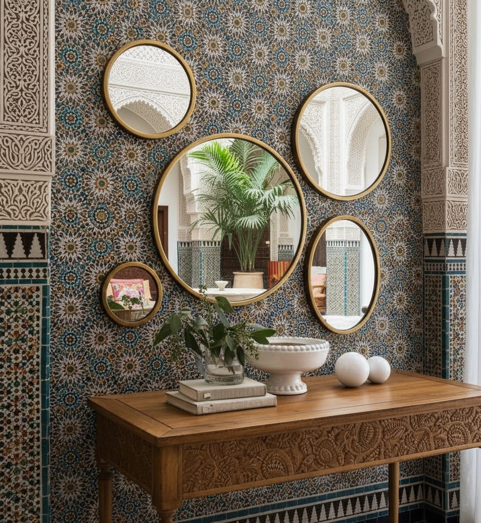 Set of Moroccan Round Wall Mirrors