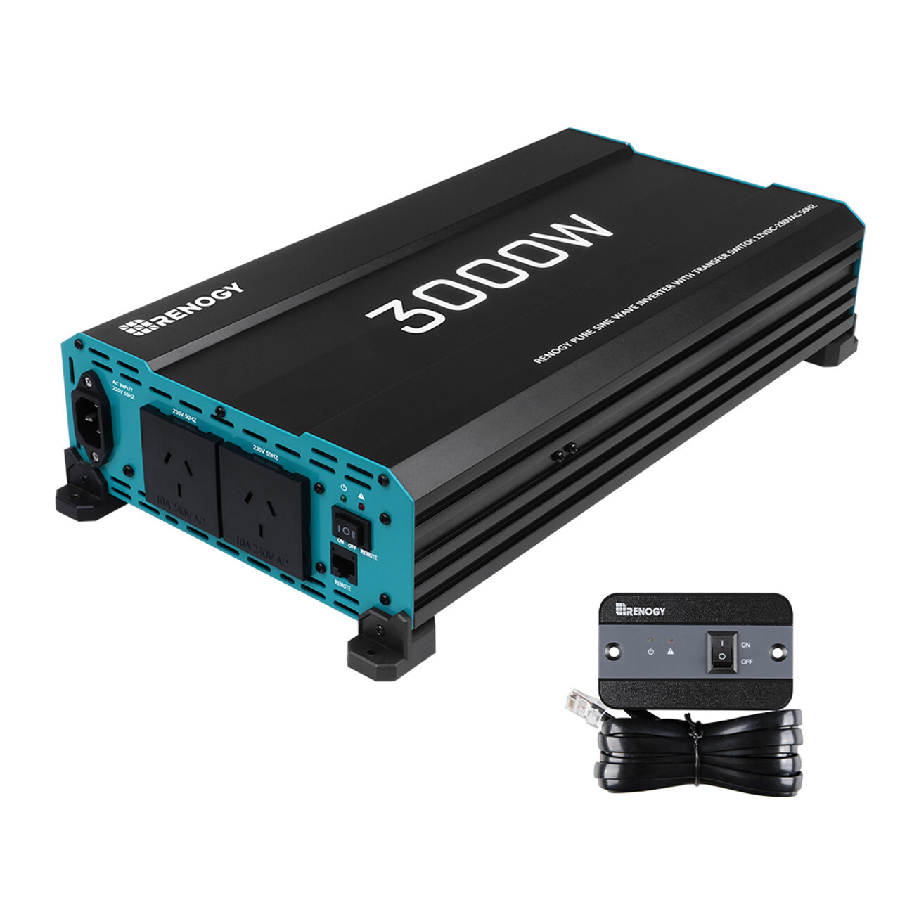 Renogy 3000W Pure Sine Wave Inverter – 12V to 230/240V AC with Built-in UPS/Transfer Switch