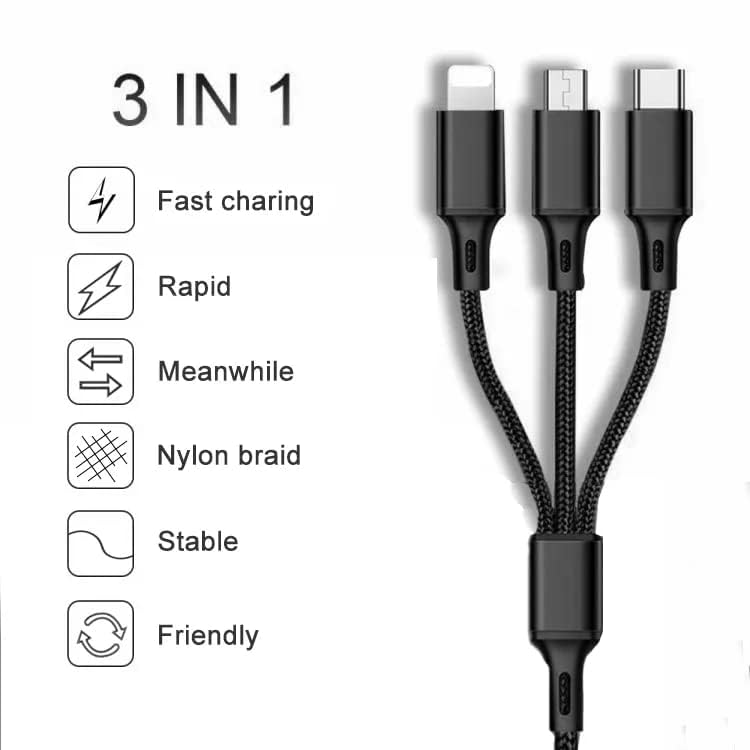 3in1 Multi-Device USB Charging Cable 50 Watts