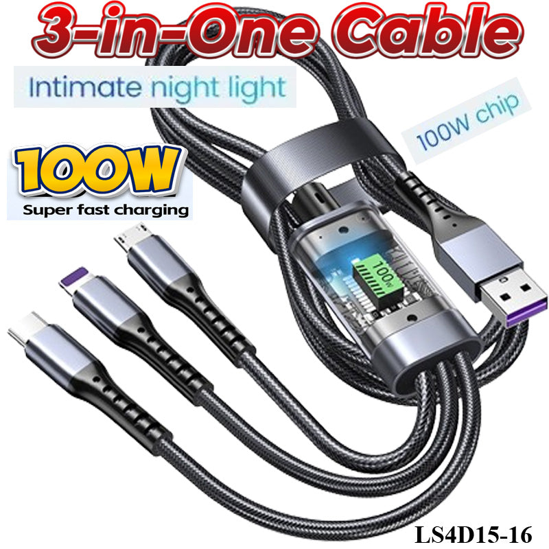 3-in-1 Multi Charging Cable 100 Watt
