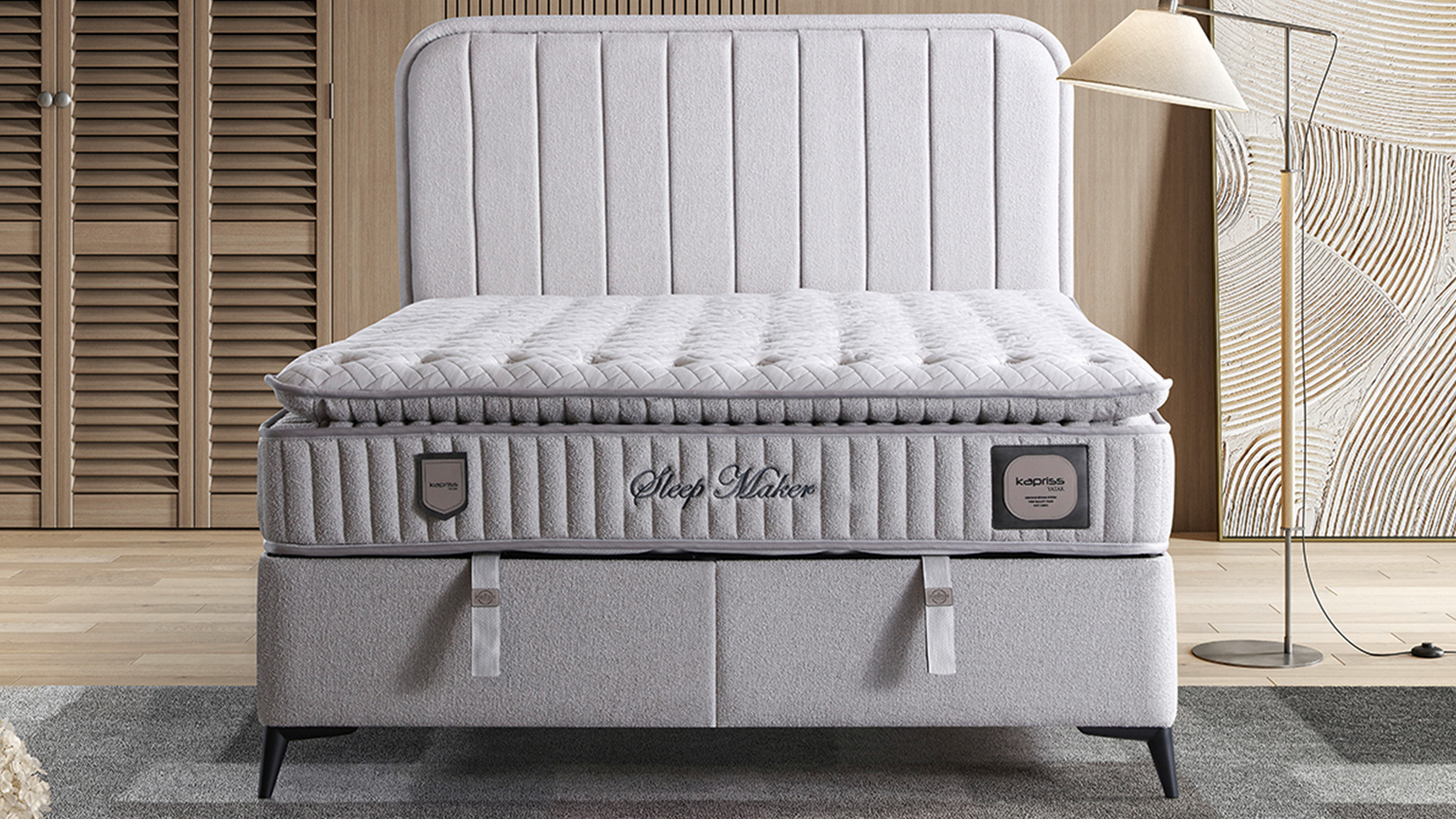 Sleep Maker Gri Yatak ve Baza Takımı