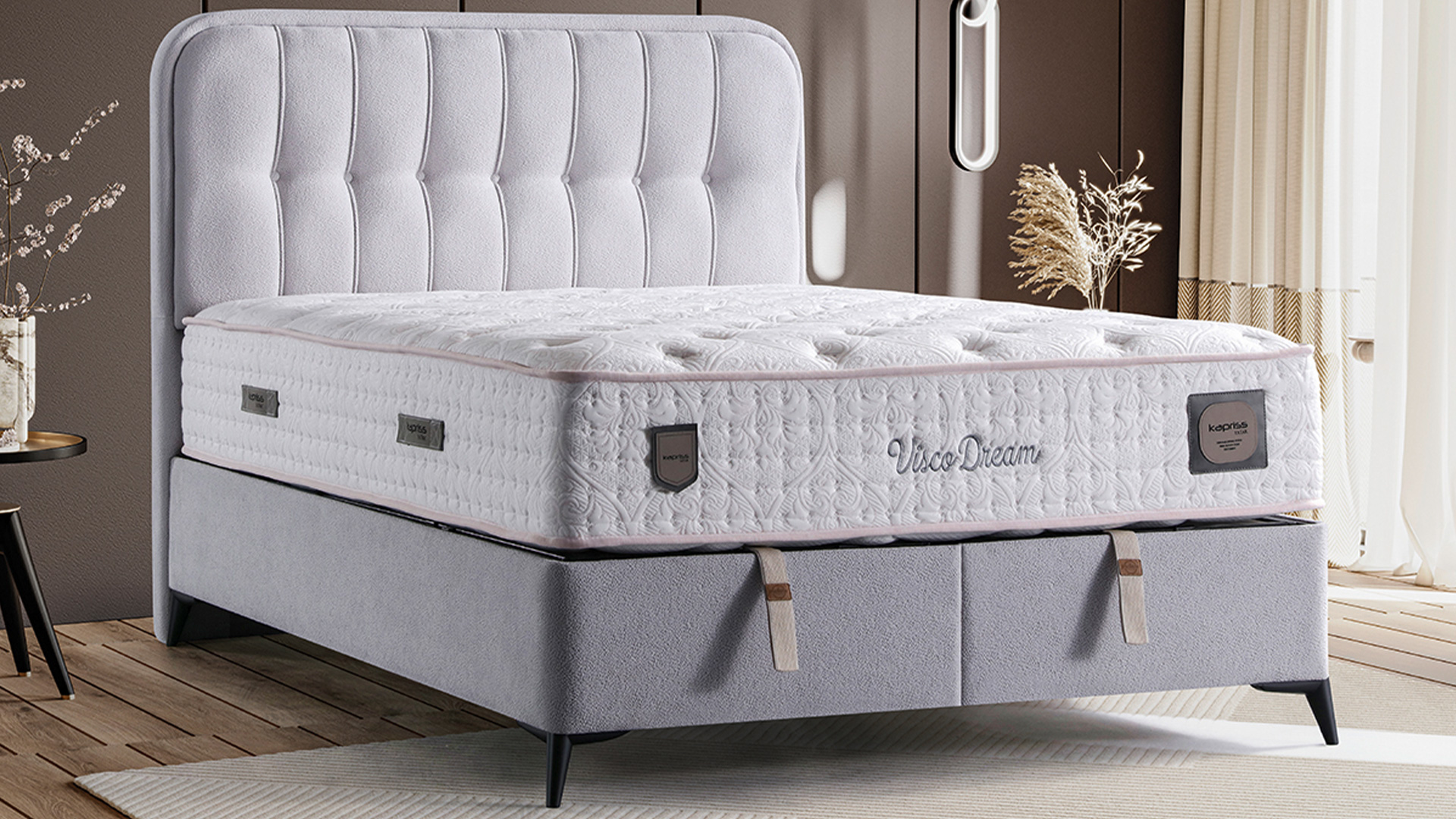 Visco Dream Gri Yatak ve Baza Takımı