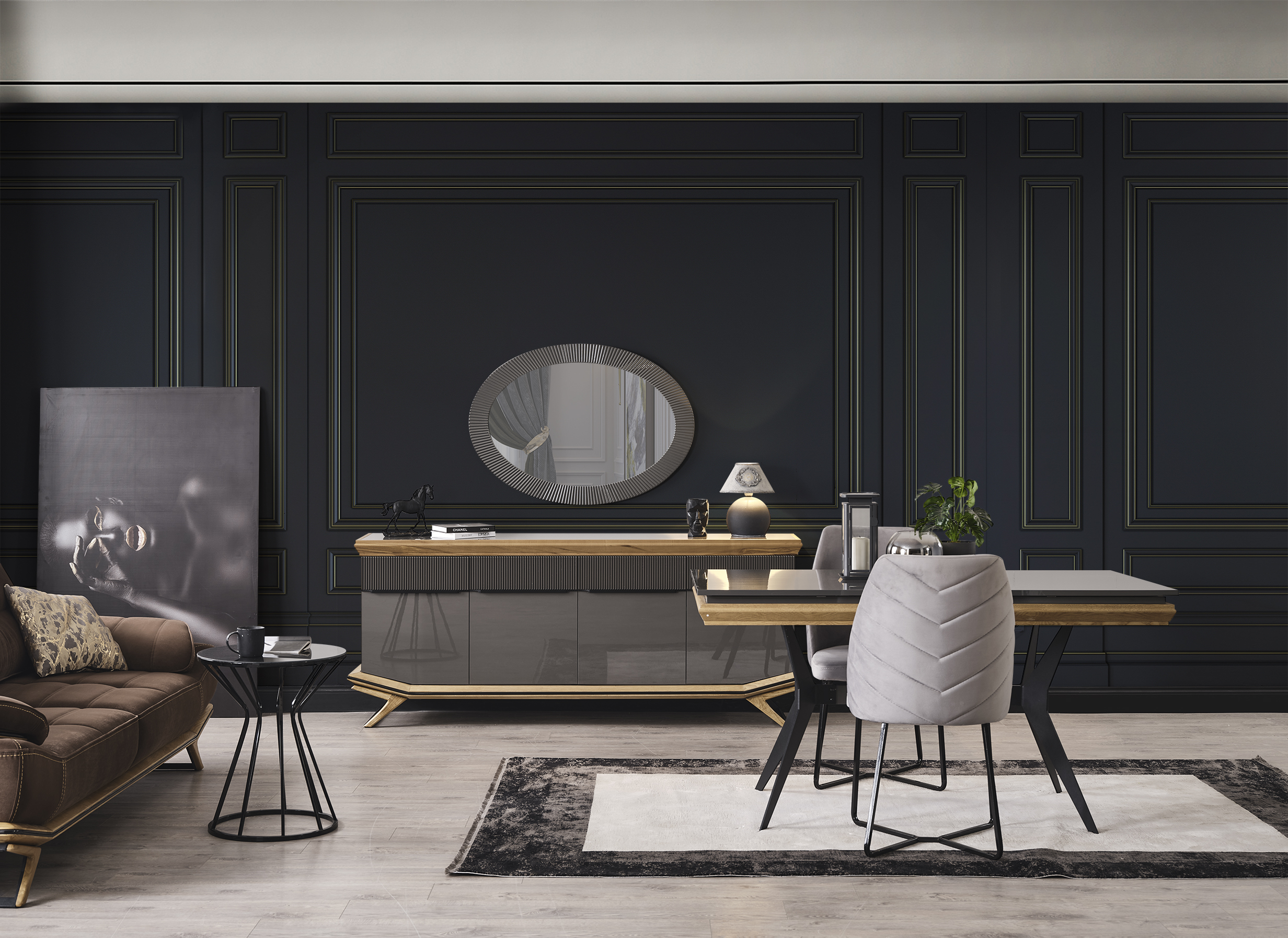 Grand Ahşap TV ünitesi+Konsol+Yemek Masası