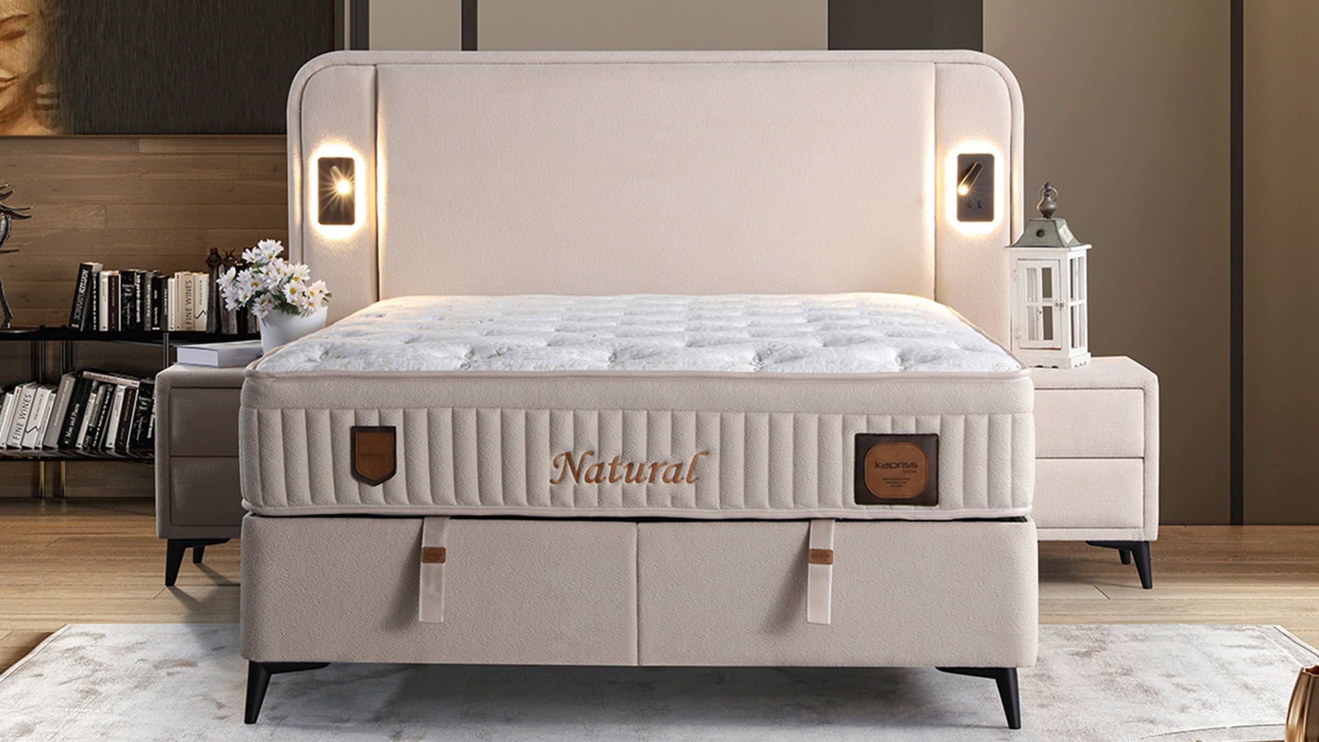 Natural Krem Yatak ve Baza Takımı