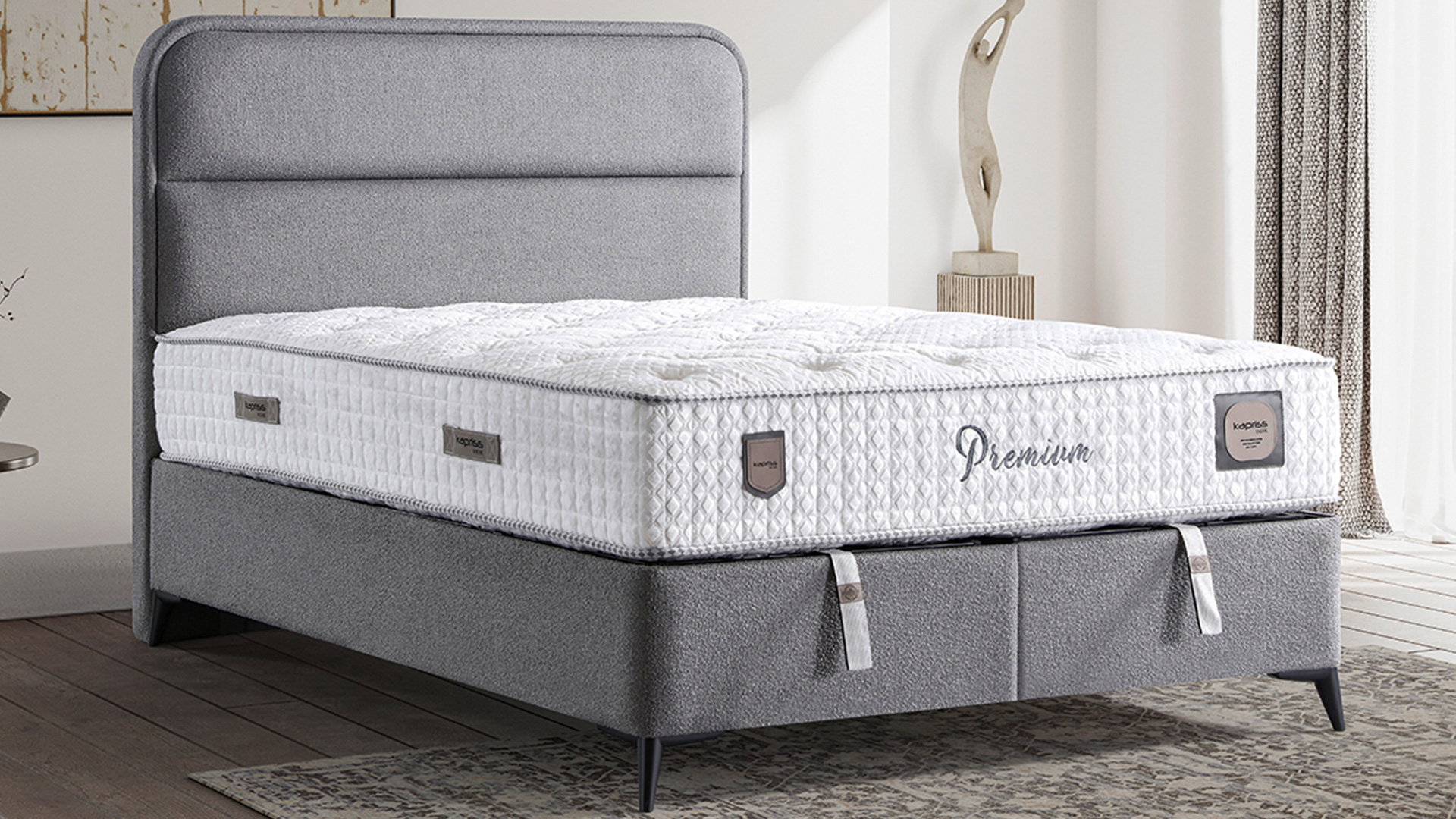 Premium Antrasit Yatak ve Baza Takımı