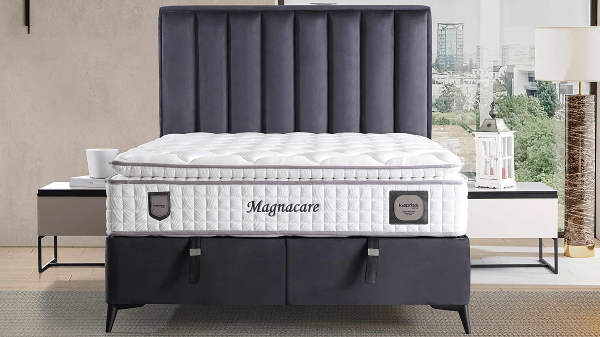 Magnacare Antrasit Yatak ve Baza Takımı